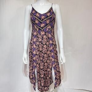 Free People Surf City Maxi Top Womens Small Back Purple Floral V-Neck Tunic